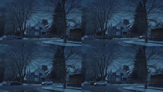 傍晚的郊区下雪了高清在线视频素材下载