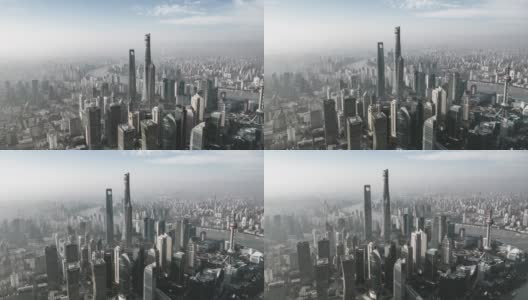 上海天际线的Hyper Lapse和鸟瞰图高清在线视频素材下载
