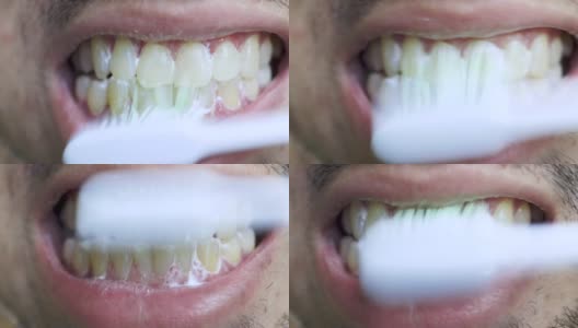 一个男人在早上刷牙高清在线视频素材下载