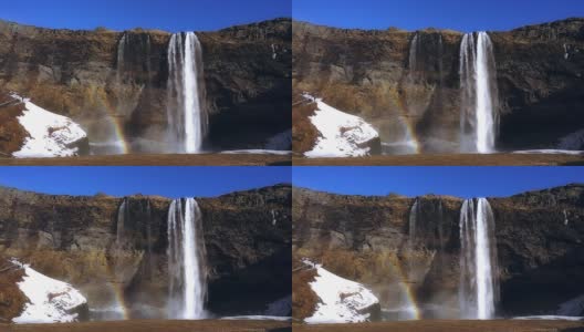 Seljalandfoss瀑布冰岛田园诗般的风景高清在线视频素材下载