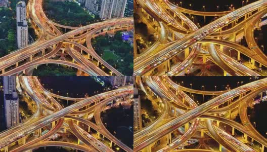 日落到夜晚的高架桥交通，上海，中国高清在线视频素材下载