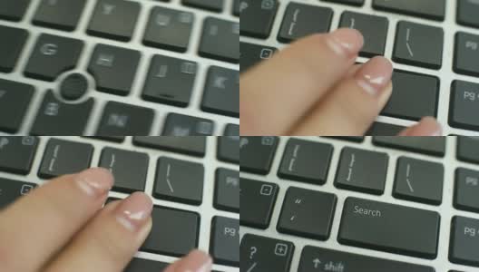 电脑键盘上的搜索按钮，女性的手指按下按键高清在线视频素材下载