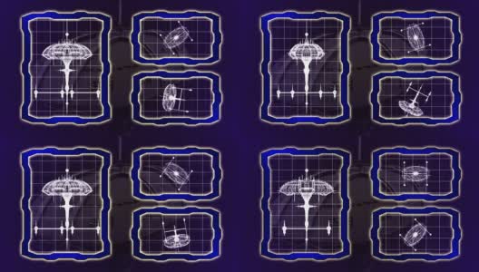 一个动画宇宙飞船无缝循环的蓝图高清在线视频素材下载