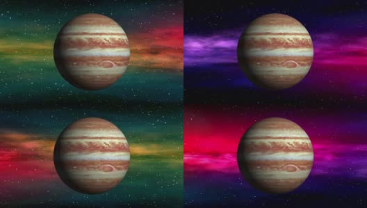 太空星云背景上的木星高清在线视频素材下载