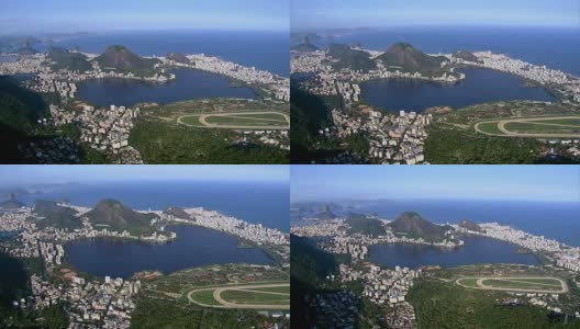 鸟瞰图的Lagoa，海滩和里约热内卢de Janeiro高清在线视频素材下载