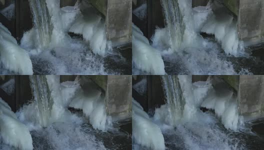 冬季冰上的瀑布高清在线视频素材下载
