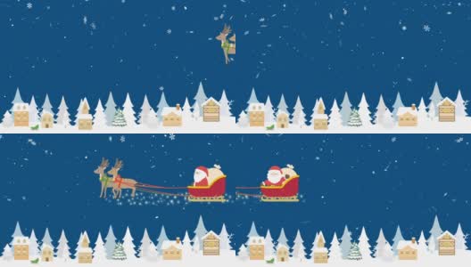 圣诞老人和驯鹿的动画高清在线视频素材下载