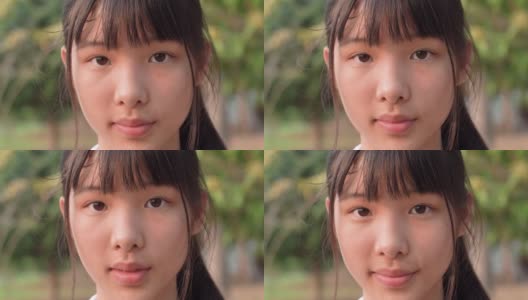 亚洲年轻女子的面部表情，拟人化的笑脸高清在线视频素材下载