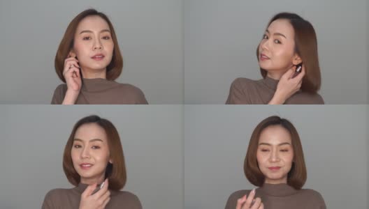 亚洲女性使用香水拍摄头部化妆高清在线视频素材下载