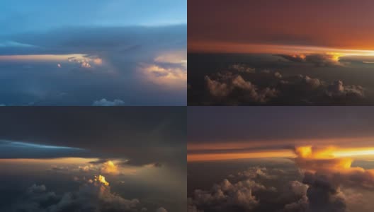 日落时在雷暴中飞行(驾驶舱POV拍摄)高清在线视频素材下载