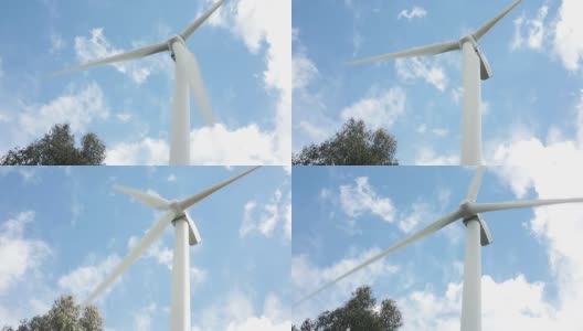 风力发电机在强风中工作高清在线视频素材下载