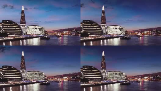 泰晤士河，伦敦市政厅和碎片大厦高清在线视频素材下载