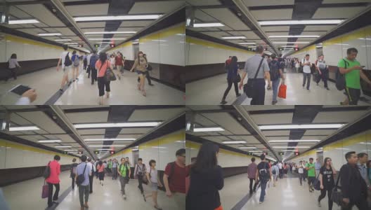 旅客拥挤的香港地铁火车站高清在线视频素材下载