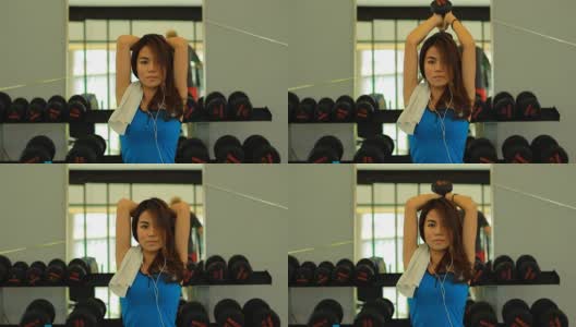 在健身房锻炼的女人高清在线视频素材下载