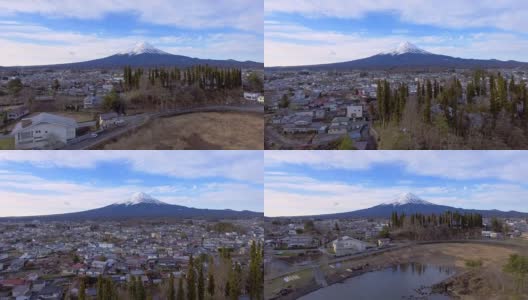 航拍:富士山和川口湖高清在线视频素材下载