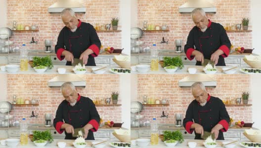 亚洲厨师制作新鲜沙拉高清在线视频素材下载