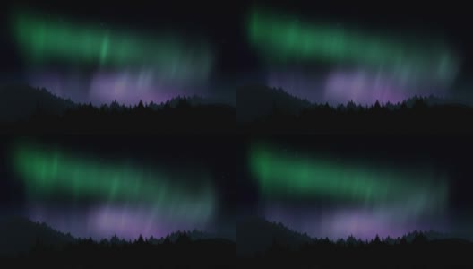 北极光照亮森林景观。高清在线视频素材下载