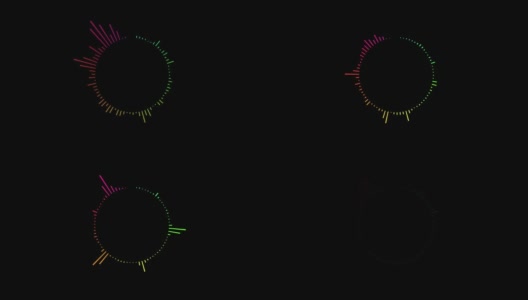 声谱圆仿真对黑色背景音乐使用和计算机计算的概念高清在线视频素材下载