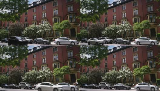 波士顿市中心典型的红砖公寓高清在线视频素材下载