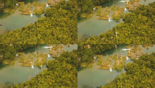 在菲律宾保和岛的丛林里的吸引人的滑索高清在线视频素材下载