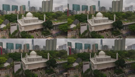 位于中国香港尖沙咀购物街的九龙Masjid和伊斯兰中心高清在线视频素材下载