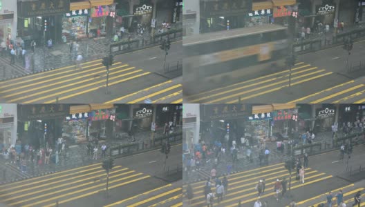 香港繁忙的行人及车辆过街-时间流逝高清在线视频素材下载