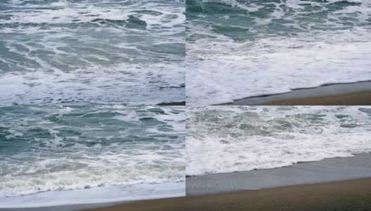 海浪和浪击在沙滩上高清在线视频素材下载