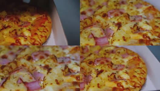 香肠火腿芝士披萨高清在线视频素材下载