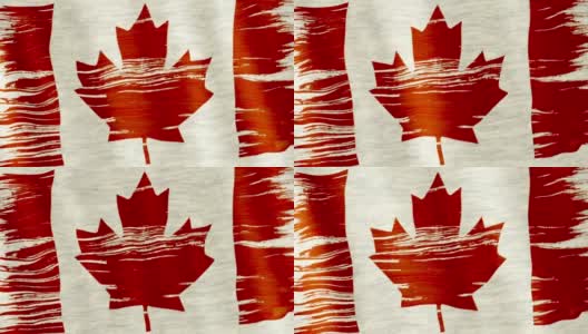 特写艺术笔刷水彩画加拿大国旗在风中飘扬。高清在线视频素材下载