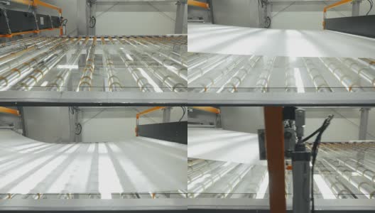生产大厅玻璃磨砂镀膜的专业设备高清在线视频素材下载