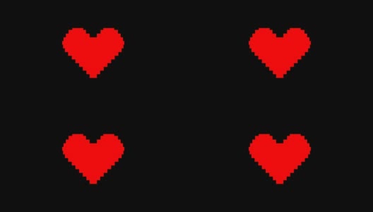 4k像素心脏形状的跳动动画在黑色背景高清在线视频素材下载