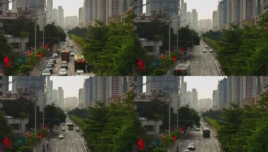 中国广州市交通街道公路桥全景4k时间高清在线视频素材下载