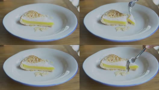 咖啡馆里的柠檬挞甜点高清在线视频素材下载