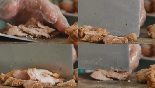 在平底锅里烤猪肉高清在线视频素材下载