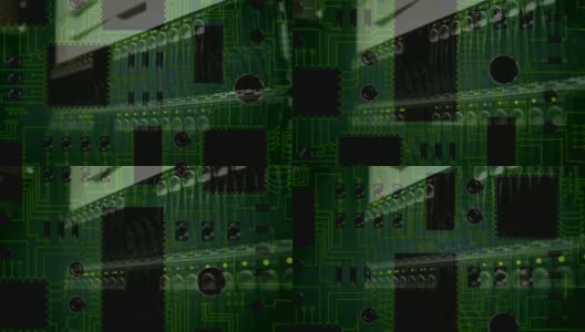 计算机服务器移动电路板在深绿色的背景高清在线视频素材下载
