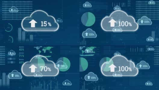 上传进度云和界面与图表和数据高清在线视频素材下载