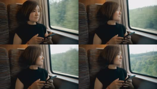 中国北京，高铁中的女性。高清在线视频素材下载