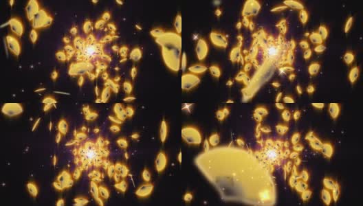 金日本折扇粒子循环动画高清在线视频素材下载