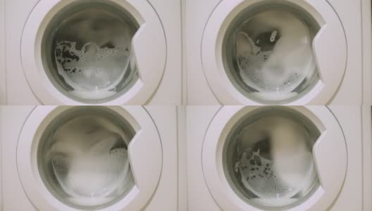 洗衣机的工作原理是用离心法清洗衣物。高清在线视频素材下载