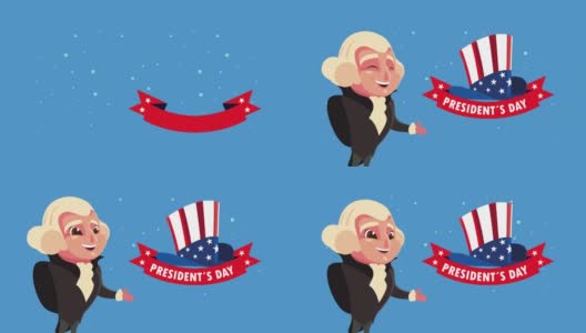 乔治·华盛顿和美国国旗庆祝总统日快乐高清在线视频素材下载