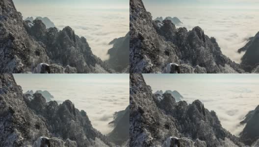时间流逝，雾环绕着中国的黄山(黄山)高清在线视频素材下载