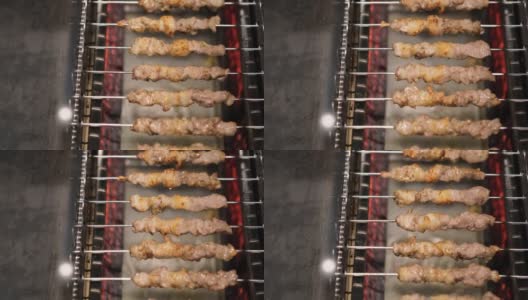 烤架上的羊肉串高清在线视频素材下载