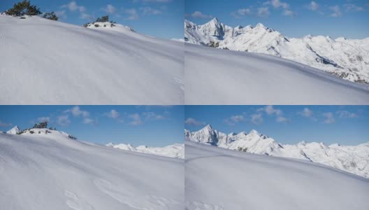 从滑雪胜地的缆车上俯瞰群山高清在线视频素材下载