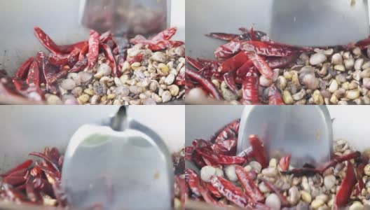 辣椒和大蒜的泰国菜配料，视频高清高清在线视频素材下载