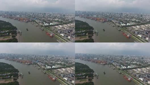 曼谷港(Khlong Toei) chao -先到河边。高清在线视频素材下载