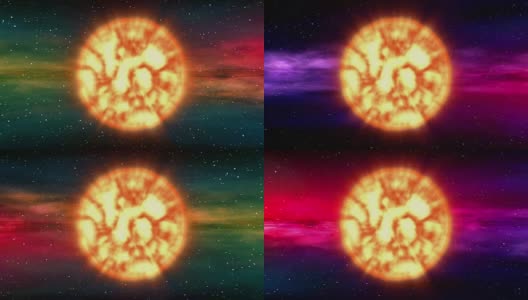 太阳在太空星云的背景上高清在线视频素材下载