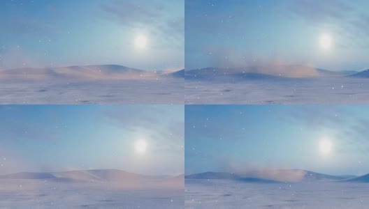 太阳在雪天北极沙漠景观高清在线视频素材下载