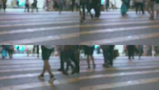 一群无名的人走在香港街头高清在线视频素材下载