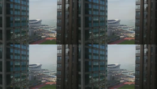 白天香港城湾建设市区全景4k中国高清在线视频素材下载