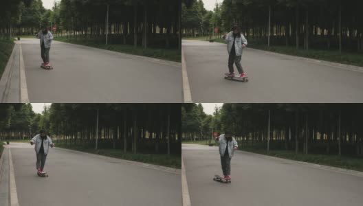 亚洲少女在公园溜冰高清在线视频素材下载
